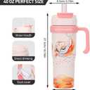 APSARAS USA 40oz Tumbler with Handle and Straw, Spill Proof Water Bottle with StrawCups with Lids and StrawsStainless Steel Water Bottles,Travel Mug Cup Holder Friendly Cute Water Bottles (Heavenly Melody)