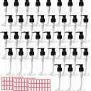 35 Pcs 10 oz Plastic Pump Bottle Dispenser with Labels, Empty Lotion Clear Bottle with Pump Portable Refillable Travel Container for Hand Soap Lotion Shampoo Body Wash Conditioner