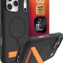 ZAGG Sedona Snap Case with Kickstand for iPhone 17 Pro Max - Flood Black, Drop Protection (13ft/4m), Multi-Layer Protection, with Camera Button, MagSafe Phone Case with Impact-Absorbing Bumpers