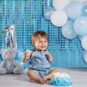 Blue Foil Fringe Curtains Backdrop Blue Streamers Party Decorations for Frozen Birthday Under The Sea Parties Bachelorette Fishing Pool Beach Ocean Theme, Pastel Wall Decor Hanging Door Decorations (5 pack)