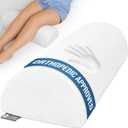 5 STARS UNITED Knee Pillow for Back Sleeping Memory Foam Cushion for Sciatica Pain Relief Under Leg Support for Sleeping on Back Large Half Moon Bolster for Bed, White