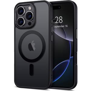Case for iPhone 16 Pro Max Case Magnetic Translucent Matte Phone Cases 6.9" [Compatible with MagSafe] Thin Slim Fit Shockproof Bumper Hard Protective Cover for Women Men Girls, Frosted Black