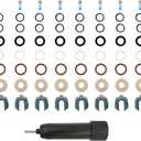 Fuel Injector Repair Seal Kit Compatible with GMC Yukon XL Sierra 1500 Chevy Tahoe Suburban Silverado 1500 2500 V6 4.3L V8 5.3L Replace 12668390 Micro Filters Buckle O-ring Cap 8 Sets