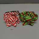 Malier 2 Pack Christmas Dog Collar with Flower, Red Dog Christmas Collar with Buckle Adjustable Cotton Collar for Small Medium Large Dogs Puppy (Small) (Red Stripes and Green Stripes)