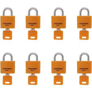 CINCINNO Set of 8 Small LocksCovered Aluminum Keyed Alike Padlocks30MM Weatherproof Lock with Same Key,Outdoor Padlock for Sheds, Storage Unit School Gym Locker, Toolbox 8*S30mm
