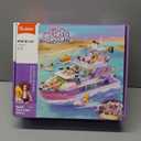 Friends Pink Yacht for Girls 8-12, Cruise Ship Building Toys with 8 Minifigures & 2 Boats, Compatible with Lego Friends Ship, Gifts for Kids Ages 8+, 1108 PCS