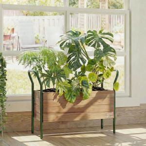 Leaf&lull Plant Stand Indoor Outdoor Corner Metal Wood Plant Shelf Tiered Plant Holder Ladder Shelf for Patio Balcony Shelving Unit for Live Plants House Decor 1 Tier
