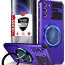 for Samsung Galaxy S23 Plus Case Compatible Wireless Charging Magnetic,with Screen Protector,for S23+Plus Phone Case with 360Stand Ring Military Grade Shockproof Heavy Duty Protection Purple