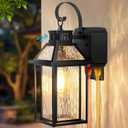 Lotsky 14" Porch Lights with GFCI Outlet, Motion Sensor Outside Sconces, Dusk to Dawn Exterior Lighting Fixtures with Water Glass,Anti-Rust Aluminum Waterproof Black Wall Light for House Garage