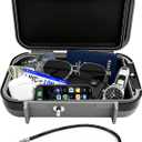 Portable Lock Box with CodeSmall Travel Safe Lock Box for Phone, Keys & CardsWaterproof ABS Plastic Security Box with Adjustable Steel CablePerfect for Beach, Outdoor & Travel,Grey