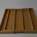 Purawood Kitchen Drawer Organizer - Expandable Utensil Drawer Organizer for Kitchen, Cutlery Tray & Silverware Organizer, 3-5 Slots - Bamboo Organizer for Utensils & Flatware (Natural)