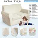 3 Pieces Velvet Loveseat Covers for 2 Cushion Couch Stretch Sofa Covers Washable Dog Couch Cover Embossed Leaf Design Furniture Covers for Sofa (Leaf Ivory, Loveseat)