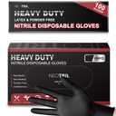 NEOTRIL 6 Mil Heavy Duty Black Nitrile Disposable Gloves, Latex Powder-Free, Textured Rubber Gloves for Cooking Mechanic