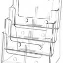 Acrylic Brochure Holder 8.5x11 & 4 x9 Inches, Clear 4 Tier Magazine Holder Brochure Display Stand w Removable Divider, Literature Pamphlet Flyer Holder for Wall Mount or Countertop