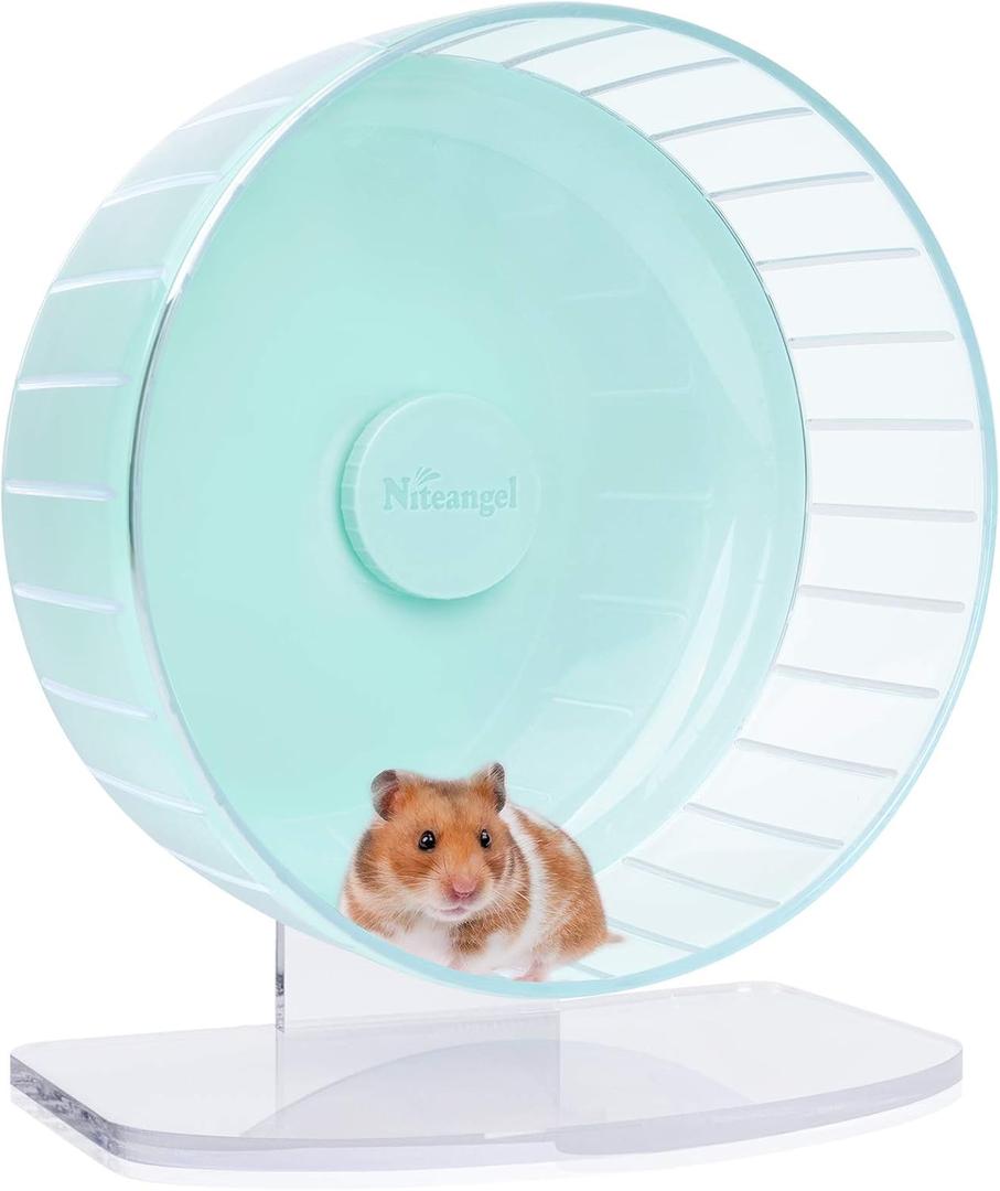 Niteangel Super-Silent Hamster Exercise Wheels: - Quiet Spinner Hamster Running Wheels with Adjustable Stand for Hamsters Gerbils Mice Or Other Small Animals (L, Mint Green) (Large)