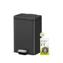 EKO Madison Matte Black Stainless Steel 3.2 Gal/12L Bathroom Small Step Trash Can or Recycling Bin, Removable Inner Liner, Soft Close Lid, Fingerprint Resistant Finish