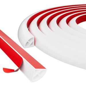 16.4ft/5m Flexible Peel and Stick Quarter Round Molding Trim for Walls,Bendable 1/4 Round Rubber Floor Shoe Molding,Crown Moulding Ceiling Border Trim,Double Adhesive Caulk Strip,White