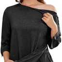 Deyeek Post Shoulder Surgery Shirts for Women Tear Away 3/4 Tops After Rotator Cuff Shirts Chemo Port Adaptive Clothing, Size: L