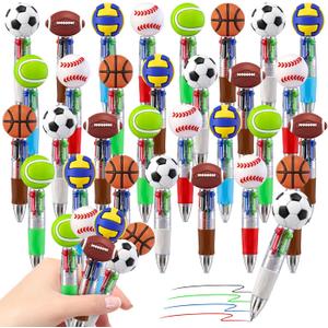 CZWZ 30Pcs Mini Multicolor Pens in One 4-in-1 Cute Pens Bulk for Kids, Ballpoint Pen for Birthdays and Children's Parties, Fun Gifts Assorted Ink Kawaii Pen(Sports)