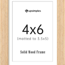 4x6 Picture Frame, Natural Solid Wooden Picture Frames, Display 3.5x5 with Mat or 4 x 6 Without Mat, Wall or Tabletop, 1 Pack, Natural