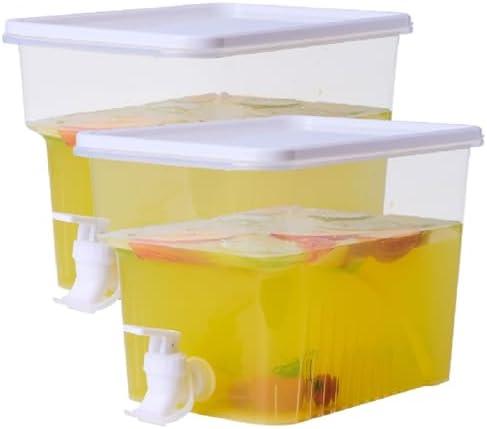 BEWBBAT 2 Pack 1.3 Gallon Fridge Drink Dispenser with Spigot, Leak-proof Plastic Beverage Drink Dispenser Refrigerator Iced Juice Lemonade Dispenser For Party, Bar