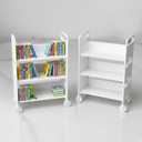 1/6 Scale Miniature Library Cart – 3-Tier Book Trolley Display Stand for Mini Collections, 3D Printed Bookshelf Model, Aesthetic Desk Decor & Book Lover Gift, 2pc (White)