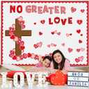 2 x Epakh 86 Pcs Valentine's Day Christian Bulletin Board Valentines Heart Classroom Decoration Valentine's Religions Cross Paper Cutouts Wall Decor for Church Holiday Birthday Wedding Party Decor