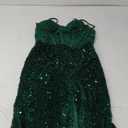 Spaghetti Strap Sequin Prom Dresses with Slit 2025 Sparkly Lace Appliques Mermaid Formal Evening Gown for Women (Size 4, Emerald Green)