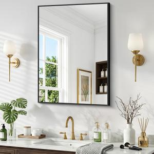 Bathroom Mirror 40x32 Inch, Metal Framed Rectangle Vanity Mirror for Wall