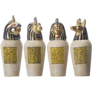 SUMMIT COLLECTION Egyptian Canopic Jar Set of 4 Pieces 3.5H Jackal Falcom Human Lion