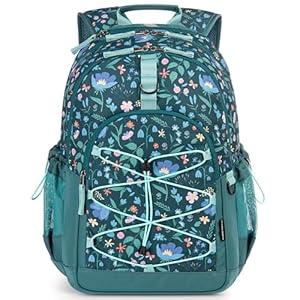 Choco Mocha Floral Backpack for Teen Girls, Travel School Backpack for Girls Middle School Large Bookbag 18 Inch, Green