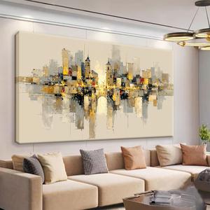QSQ Black And Gold Abstract Wall Decor For Living Room 24" × 48"
