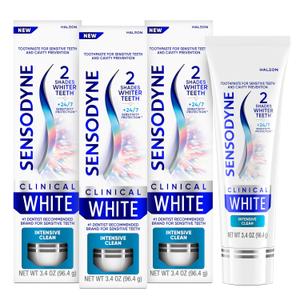 Sensodyne Clinical White Toothpaste Clinically Proven Whitening for Sensitive Teeth, Intensive Clean, 3.4 oz (3 Pack) Sensodyne Clinical White Toothpaste Clinically Proven Whitening for Sensitive Teeth, Intensive Clean, 3.4 oz (3 Pack)
