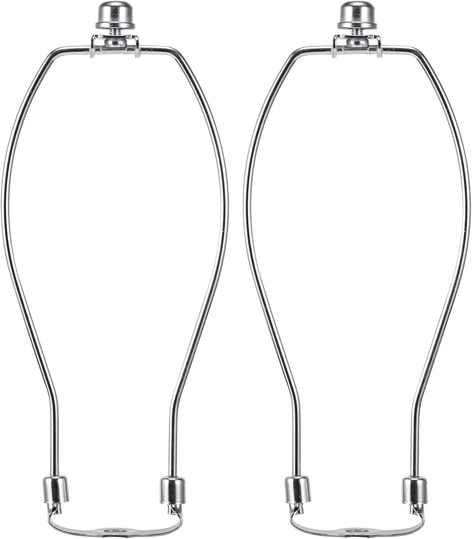 9 Inch Lamp Harp Kits, Nickel Finish, 3/8 Saddle Base Holes, Light-Duty, Pack of 2 Replacements for Table Lamp DIY Shade Holders (Not for Heavy Shades)
