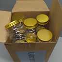 Suclain 25 Pcs 4 oz Mini Honey Jars Party Favors in Bulk Honeycomb Plastic Jars with Gold Lids Wide Mouth Canning Small Containers for Wedding Favors, Baby Shower DIY Gift Jelly Herb Jams Candy