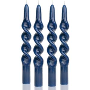 MAITREYA Navy Taper Candles Conical Stick Candles Spiral Taper Candles-Set of 4 for Decoration Weddings Party Church-Unscented Dripless Candles,10inch(C-Navy Blue)