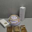 YOUBET 175PCS Clear Blue Plastic Plates - Blue and Gold Disposable Plates Include 50 Plate, 75 Silverware, 25 Cups, 25 Napkins for Wedding & Party