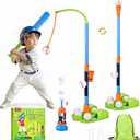 JoyCat 3-in-1 T Ball Set for Kids 3-5,Toddler Baseball Set-T Ball Stand,Hanging Tee,Auto Launcher,6 Balls-Adjustable Height Sports&Outdoor/Indoor Toys for 3 4 5 6 7 8 Year Old Boy Girl Birthday Gift