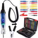 Test Light Probe Kit, 3-72V DC LED Digital Automotive Circuit Tester with Voltmeter, 18 Pieces Multi Function Auto Fuse Voltage Tester Electric Probe Test Kit with Black Carrying Case