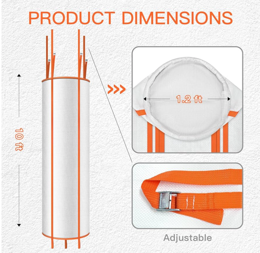 10 Ft Construction Trash Chute with Circular Top Steel Ring and 4 Adjustable Handles, Heavy Duty Construction Chute, Construction Debris Chute for Removal of Construction Waste
