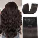 Clip in Hair Extensions Real Human Hair 18 inch 100g/3.6oz Straight Seamless Invisible Human hair Extensions Clip ins for Women Double Weft 8pcs #2-Dark Brown