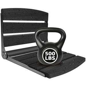 Folding Shower Seat Wall Mounted,17.5''x13''x11'' Foldable Shower Bench,Fold Down Shower Seat,Folding Shower Seat Bench, Black