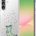 Unov Case Designed for Galaxy A56 5G, Crystal Clear Phone Case with [Anti-Slip Embossed Pattern], Shockproof Slim Protective [Anti-Yellowing TPU] Back Cover, Rainbow Dinosaur