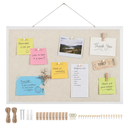 Thboxes Cork Board with Linen, 24" x 18" Double-Sided Bulletin Board Corkboard for Wall Picture Display Framed Vision Boards for Home Office School Pin Boards with 20 Pushpins &10 Clips