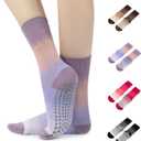 Pilates Grip Yoga Socks with Grips for Women, Colorful Non Slip Crew Athletic Socks for Barre, Anti-Slip Design.