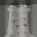 Senneny Snowy White Plush Pet Dog Christmas Stocking, Silver Snowflake Sequin Dog Christmas Stockings Large Bone Shape Faux Fur, Hanging Christmas Holiday Season Party Decor for Pets Dogs