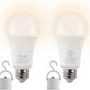 HouLight 5W Rechargeable Emergency LED Light Bulbs with Back Up Battery for Power Outage, Camping, Hurricane, Disaster Planning, 40W Equivalent, UL Certified (3000K Soft White, 2-Pack)