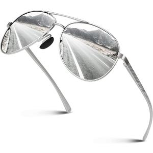 CGID Premium Al-Mg Alloy Pilot Polarized Sunglasses UV400, Spring Hinges Sun Glasses for Men Women