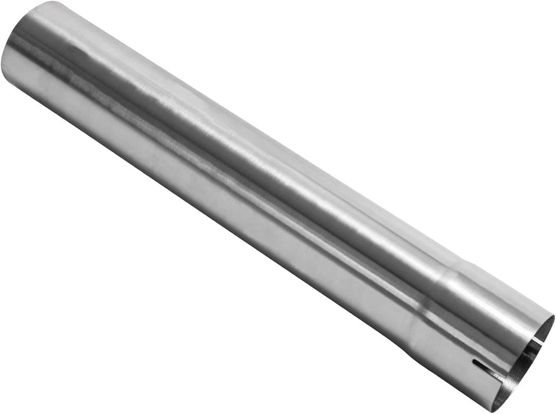 3 Inch Exhaust Pipe, T304 Stainless Steel (SS Tubo), Flared & Slotted End, Polished Finish, 17.3” Length, 3” OD-to-ID Adapter, Thickened Wall Straight Tubing for Car Truck Exhaust System