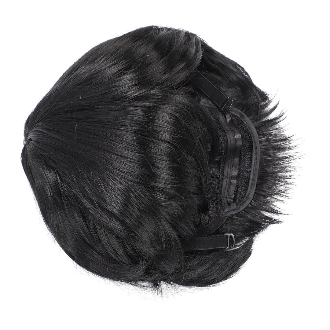 ZJchao Men Wig Fashionable Synthetic Short Hair Toupee Breathable Men Hairpiece Students (Black)